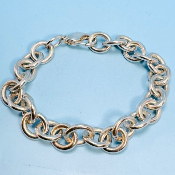 VTG Sterling Silver 925 Round Link Chain Bracelet Lobster Claw Clasp Size 7.5'' - Picture 6 of 9